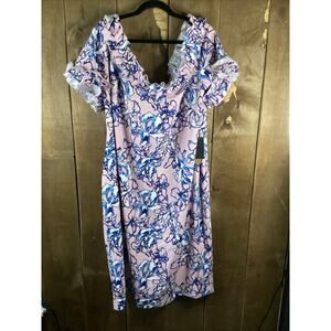Marée Pink And Blue Off The Shoulder Dress Size 22/24